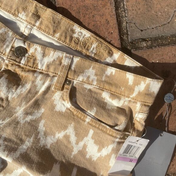 7 For All Mankind Toffee Ikat Cropped Skinny Jeans NWT - Picture 4 of 11